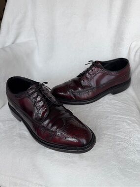 Vintage Hanover Masterflex Wingtip Oxford Men's Leather Shoes Burgundy 8.5